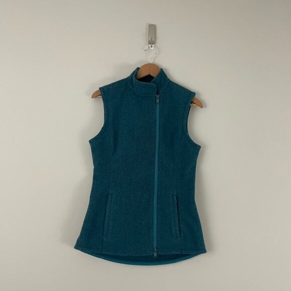 Athleta Stroll Fleece Moto Zip Vest Turquoise Size Small Tall - Picture 1 of 6